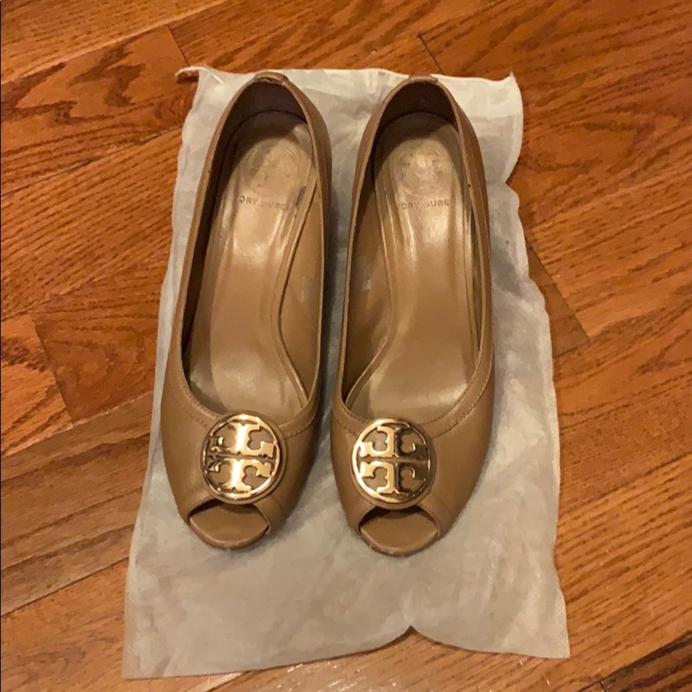 Tory Burch Peep Toe Wedge Heels